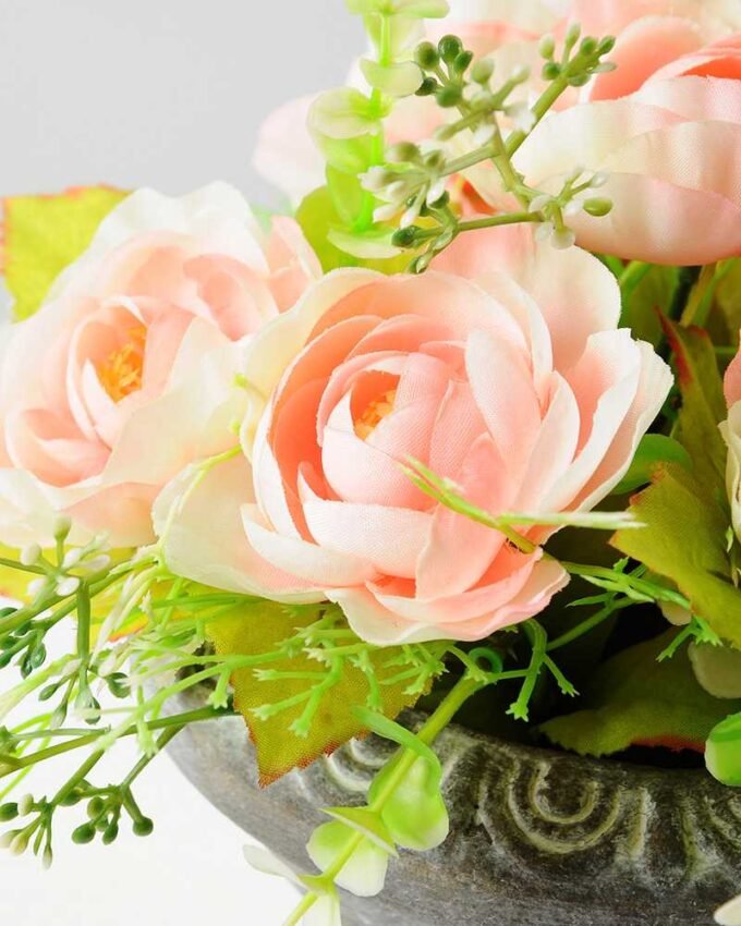 20cm Camellia Silk Flower  in Paper Pulp pot