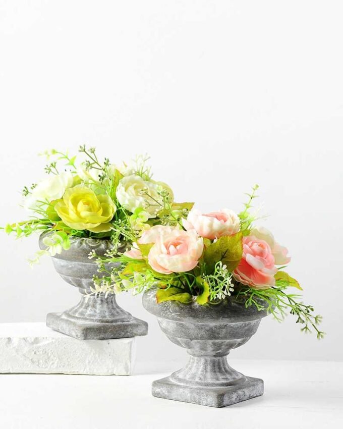 20cm Camellia Silk Flower  in Paper Pulp pot