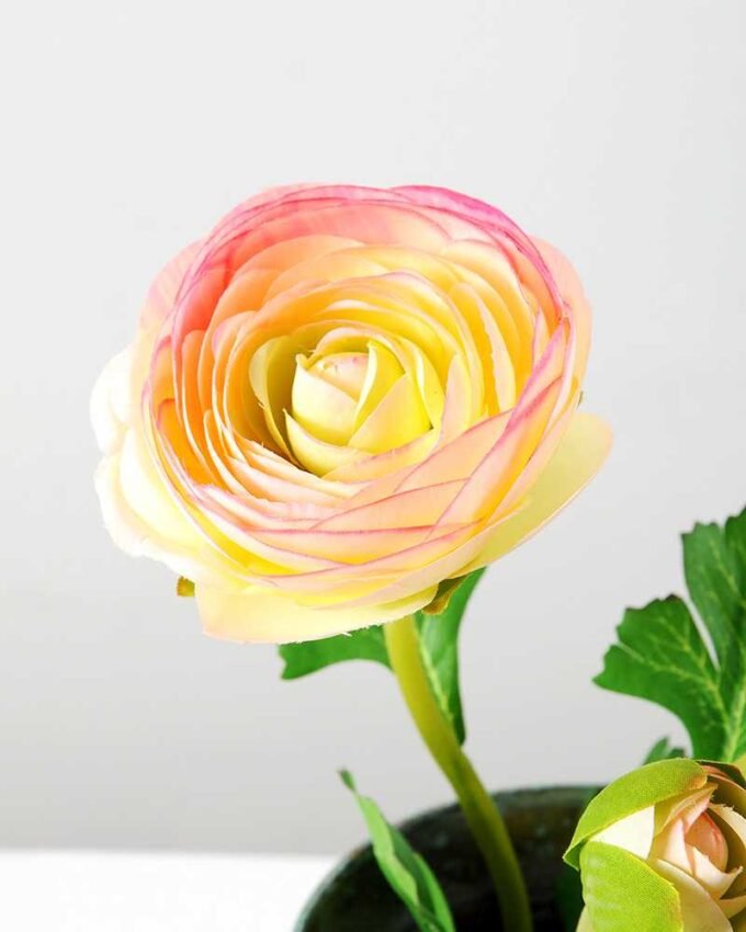 12cm Camellia Silk Flower  in Metal Pot