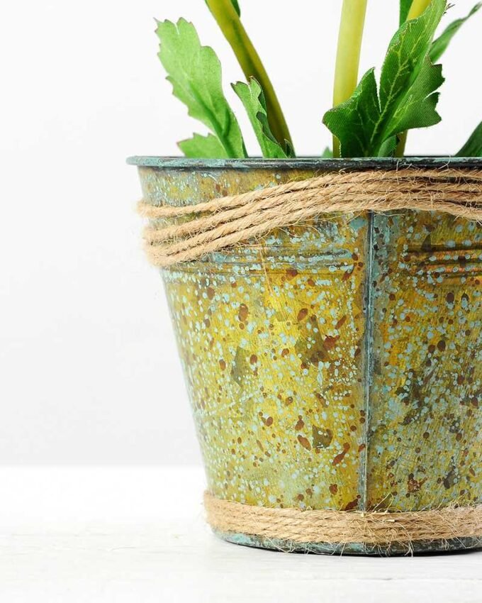 12cm Camellia Silk Flower  in Metal Pot