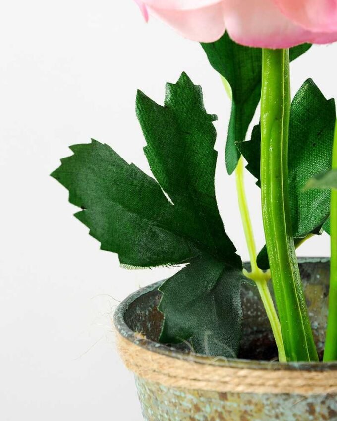 21cm Camellia Silk Flower in Metal Pot 7 21cm Camellia Silk Flower in Metal Pot