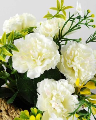 19cm Carnation Silk Flower  in Sea grass basket