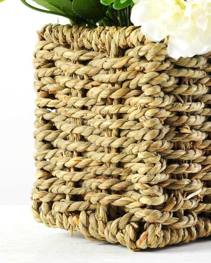 19cm Carnation Silk Flower  in Sea grass basket