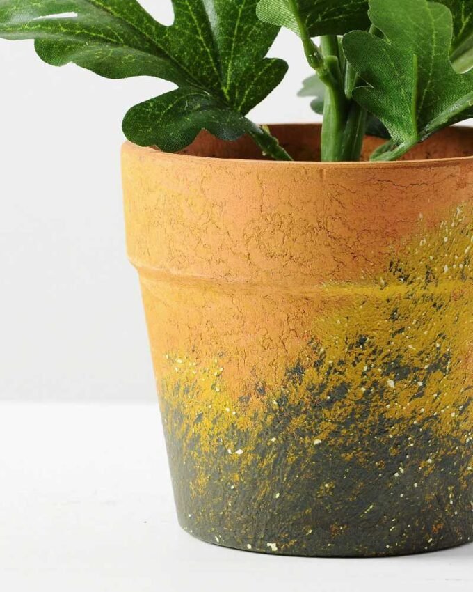 25cm Chrysanthemum Mums Silk Flower  in Paper Pulp pot