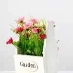 19cm Chrysanthemum Mums Silk Flower  in Wood Planter