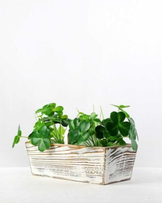 12cm Clover Artificial Plant  in Wood Planter Potted Flowers&Plants YeahFlower is one of Chinese leading OEM manufacturers and exporters , supplying the silk flowers, wholesale artificial trees 12cm Clover Artificial Plant  in Wood Planter