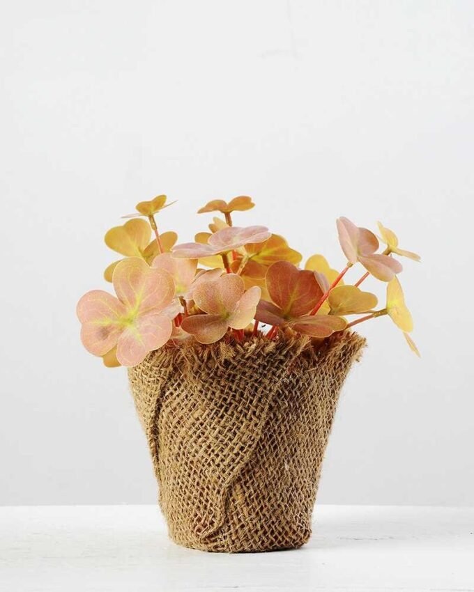 16cm Clover Artificial Plant  in Burlap wrap 1 16cm Clover Artificial Plant  in Burlap wrap