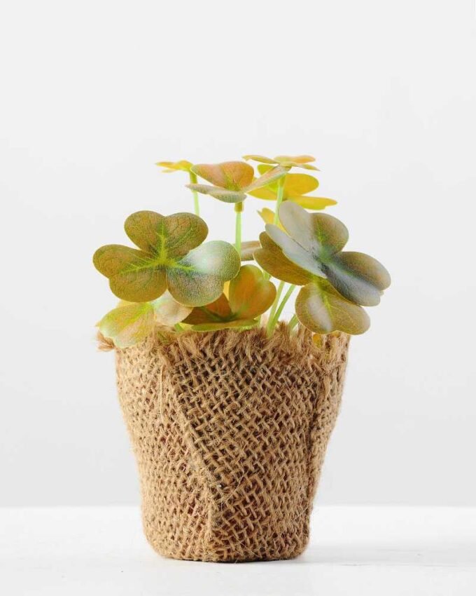 14cm Clover Artificial Plant  in Burlap wrap 1 14cm Clover Artificial Plant  in Burlap wrap
