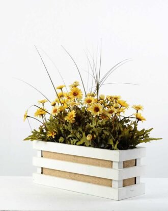 28cm Daisy With Wood Planter Silk Flower Arrangement Potted Flowers&Plants YeahFlower is one of Chinese leading OEM manufacturers and exporters , supplying the silk flowers, wholesale artificial trees 28cm Daisy With Wood Planter Silk Flower Arrangement
