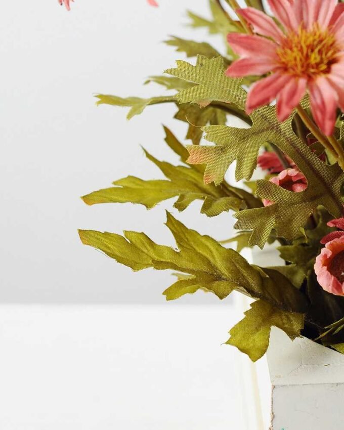 22cm Daisy With Wood Planter Silk Flower Arrangement 3 22cm Daisy With Wood Planter Silk Flower Arrangement