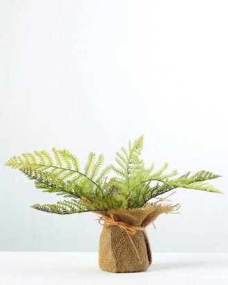 15cm Davallia Artificial Plant  in Burlap wrap Potted Flowers&Plants YeahFlower is one of Chinese leading OEM manufacturers and exporters , supplying the silk flowers, wholesale artificial trees 15cm Davallia Artificial Plant  in Burlap wrap