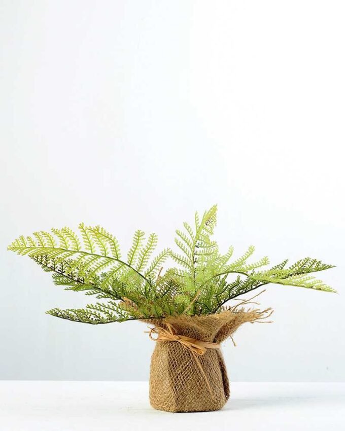 15cm Davallia Artificial Plant  in Burlap wrap 1 15cm Davallia Artificial Plant  in Burlap wrap