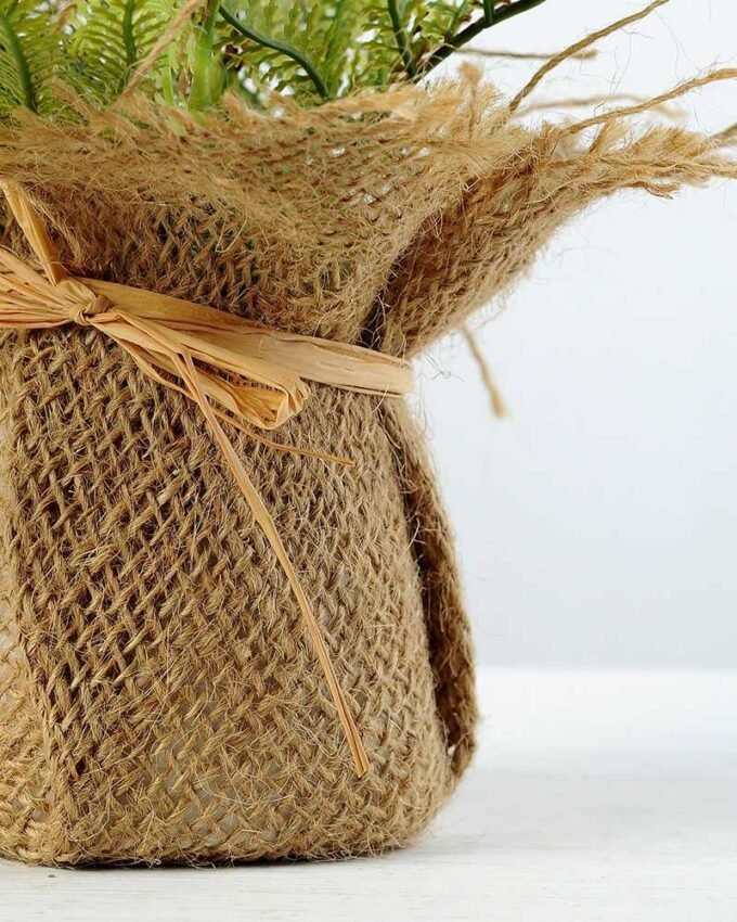 15cm Davallia Artificial Plant  in Burlap wrap 4 15cm Davallia Artificial Plant  in Burlap wrap