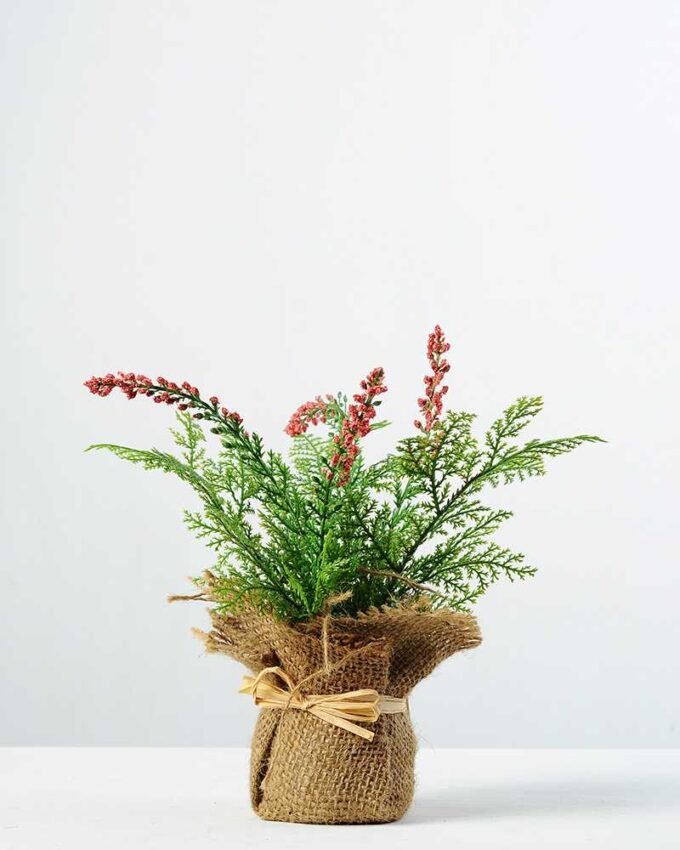 24cm Davallia Silk Flower  in Burlap wrap 6 24cm Davallia Silk Flower  in Burlap wrap
