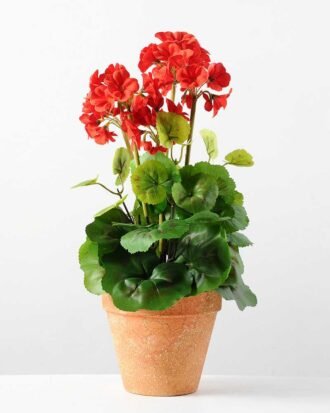 45cm Geranium Silk Flower  in Paper Pulp pot