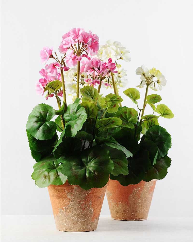 45cm Geranium Silk Flower in Paper Pulp pot Silk Flowers Factory