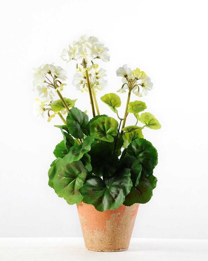 45cm Geranium Silk Flower  in Paper Pulp pot