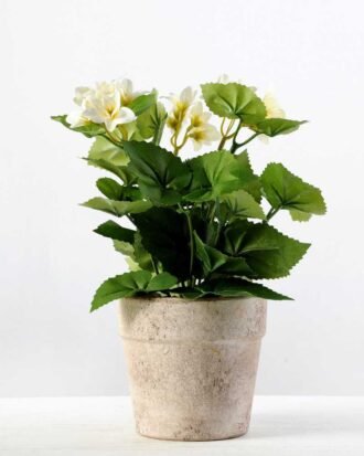 25cm Geranium Silk Flower  in Paper Pulp pot