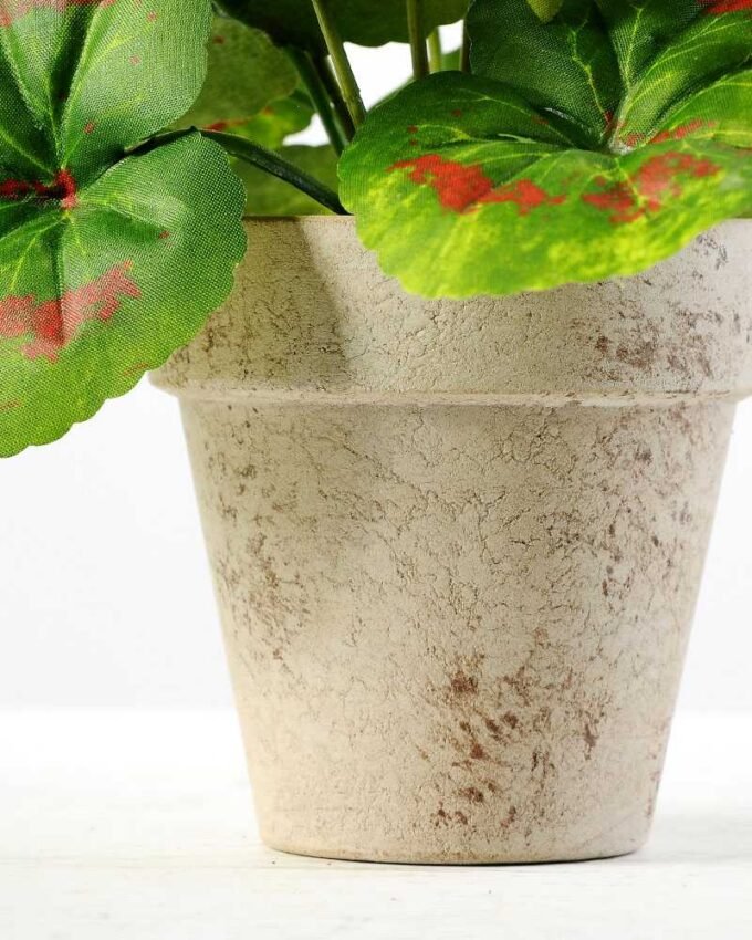 21cm Geranium Silk Flower  in Paper Pulp pot