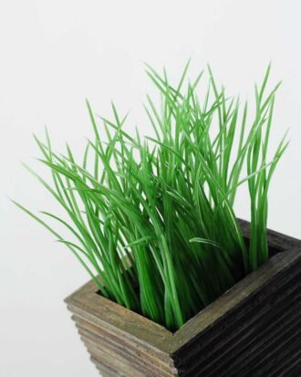 13cm Grass Artificial Plant  in Wood pot