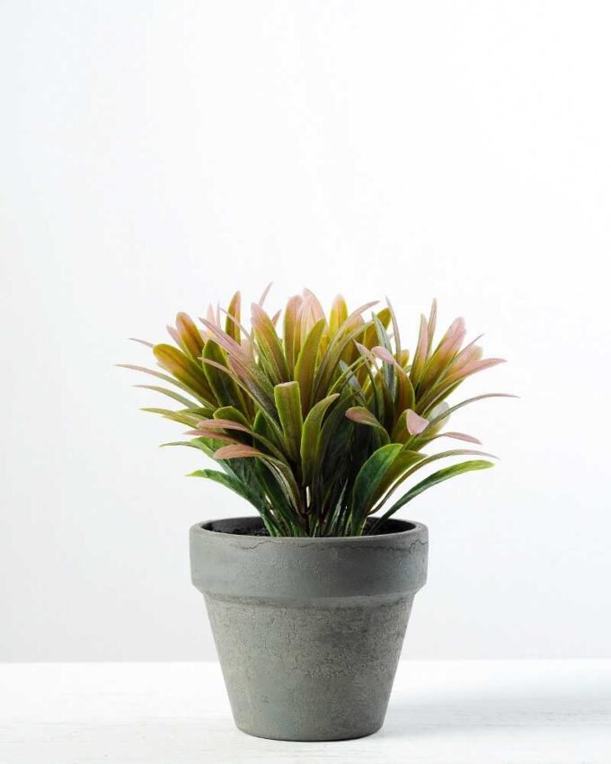 28cm Grass Artificial Plant  in Paper Pulp pot in Metal Frame