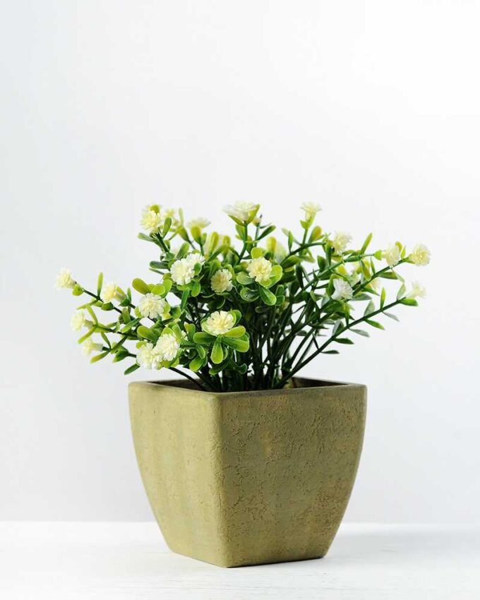 15cm Gypsophila Silk Flower  in Paper Pulp pot