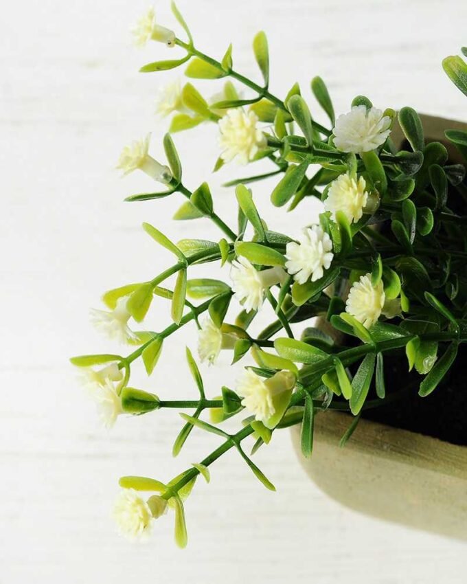 15cm Gypsophila Silk Flower  in Paper Pulp pot