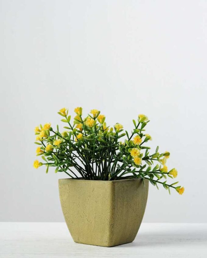15cm Gypsophila Silk Flower  in Paper Pulp pot