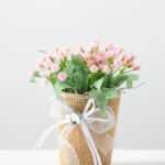 15cm Gypsophila Silk Flower  in Burlap wrap