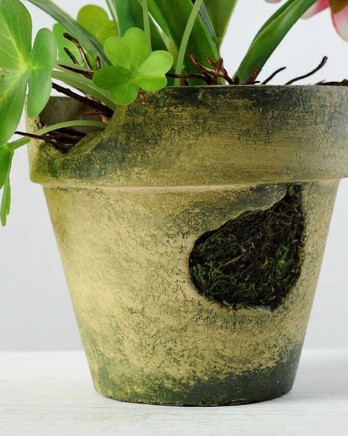 32cm Hyacinth Silk Flower  in Paper Pulp pot