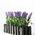 22cm Lavender Silk Flower  in Wood Planter