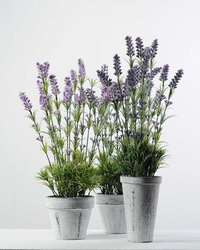 52cm Lavender Silk Flower in Paper Pulp pot 3 52cm Lavender Silk Flower in Paper Pulp pot