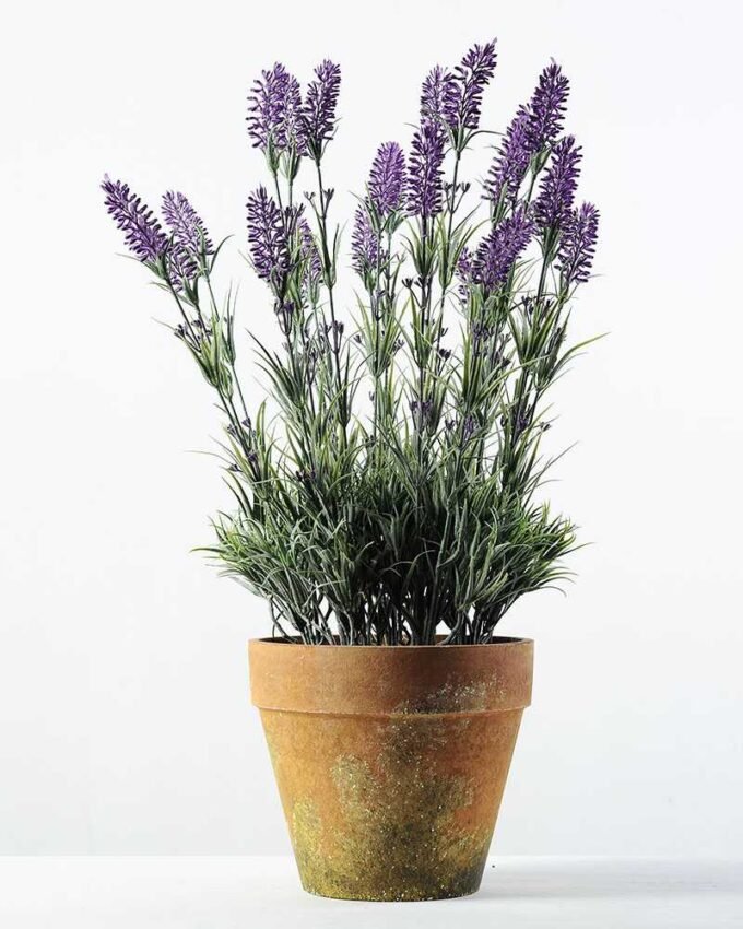 25 Heads Lavender Silk Flower in Paper Pulp pot 1 25 Heads Lavender Silk Flower in Paper Pulp pot