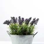 18 Head Lavender Silk Flower  in Metal Pot
