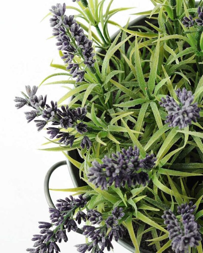 18 Head Lavender Silk Flower in Metal Pot 3 18 Head Lavender Silk Flower in Metal Pot