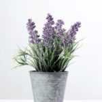 18cm Lavender Silk Flower  in Metal Pot