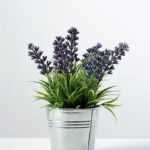 7 Head Lavender Silk Flower  in Metal Pot