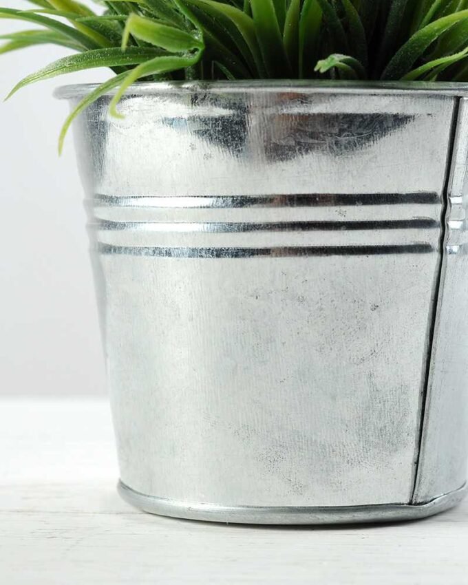 7 Head Lavender Silk Flower  in Metal Pot