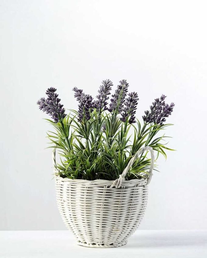 25cm Lavender Silk Flower  in Basket 1 25cm Lavender Silk Flower  in Basket
