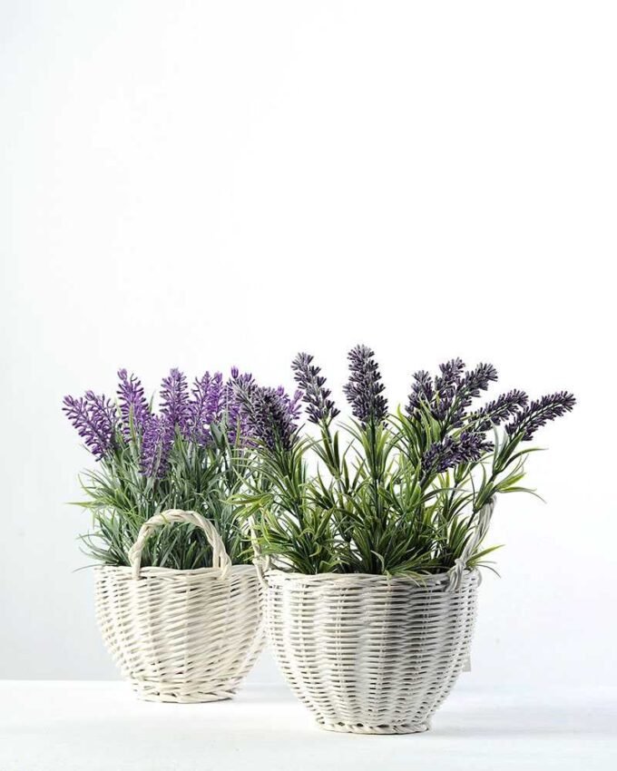 25cm Lavender Silk Flower  in Basket 3 25cm Lavender Silk Flower  in Basket