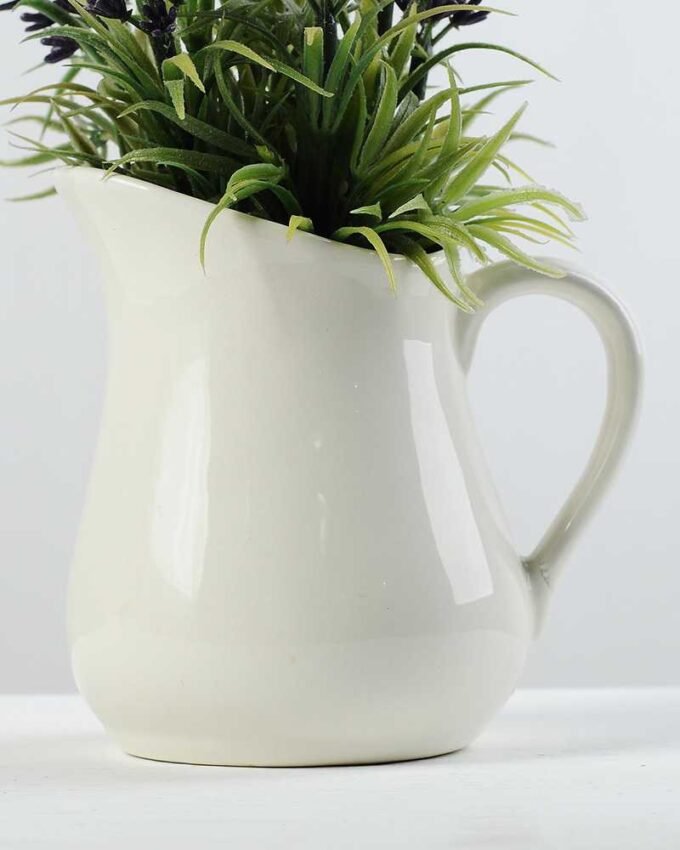 19cm Lavender Silk Flower  in Ceramic Jug