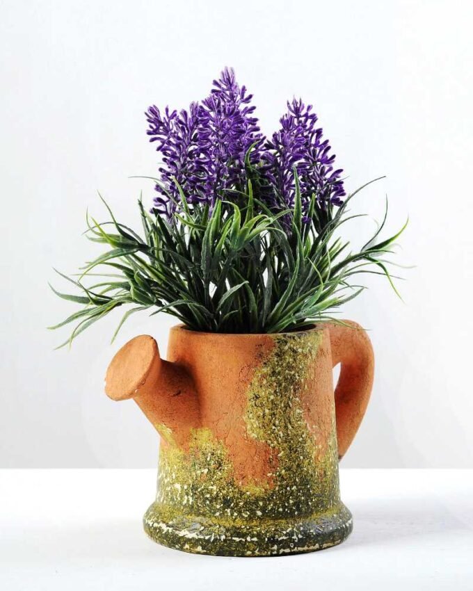 24cm Lavender Silk Flower  in Paper Pulp pot 1 24cm Lavender Silk Flower  in Paper Pulp pot