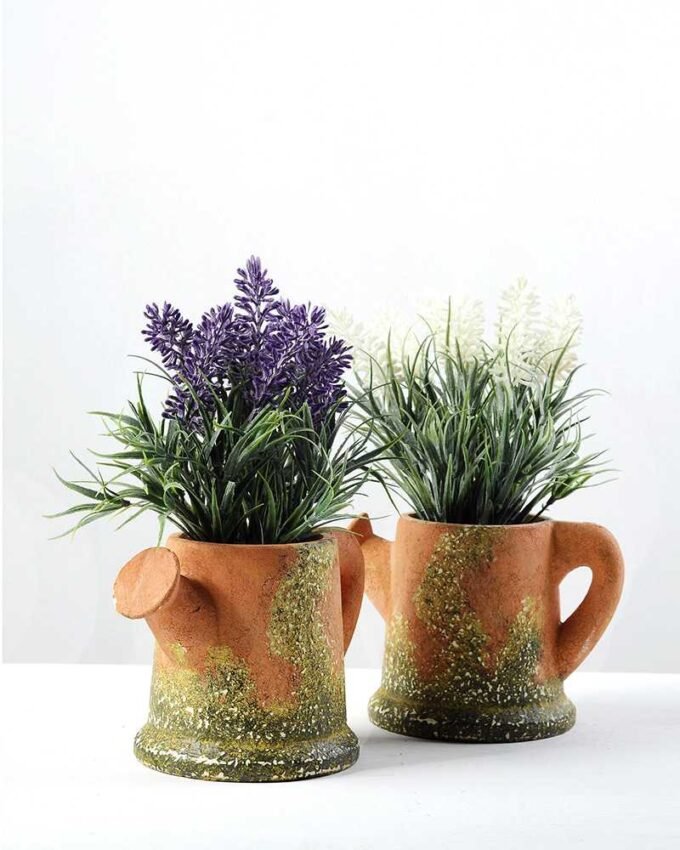 24cm Lavender Silk Flower  in Paper Pulp pot 5 24cm Lavender Silk Flower  in Paper Pulp pot