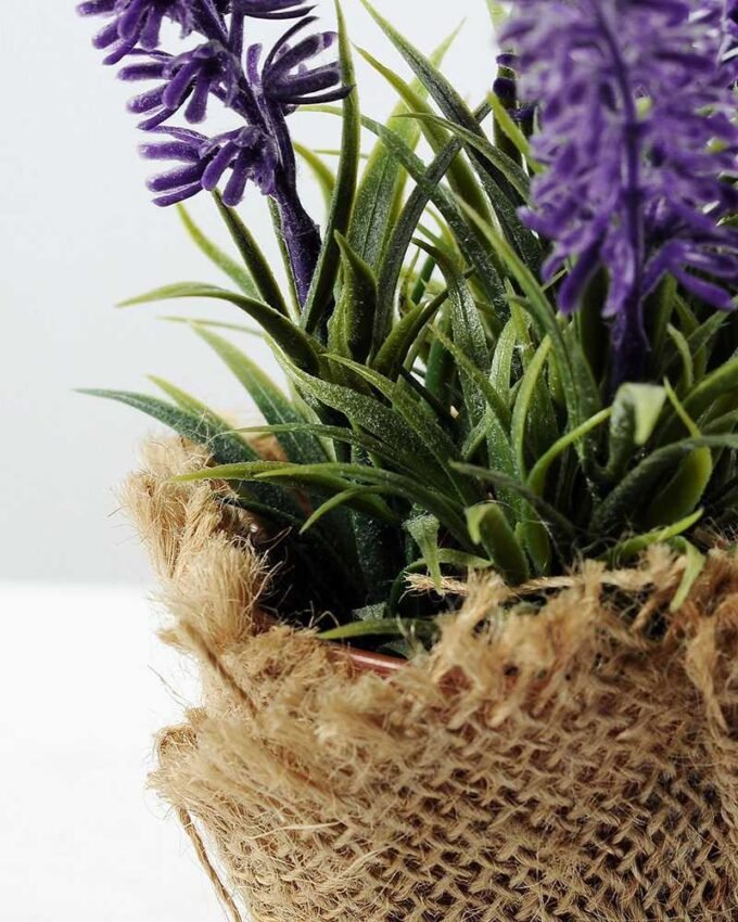 22cm Lavender Silk Flower  in Burlap wrap 3 22cm Lavender Silk Flower  in Burlap wrap