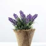 20cm Lavender Silk Flower  in Burlap wrap