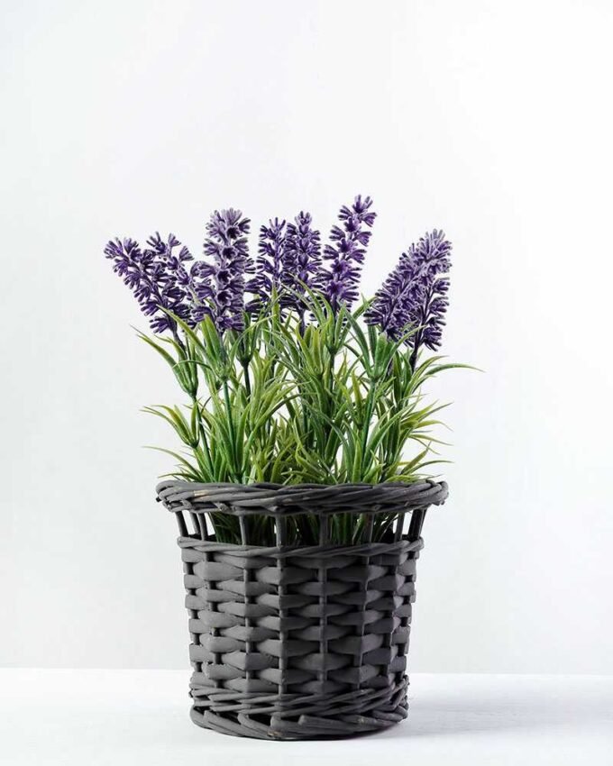 24cm Lavender Silk Flower  in Basket 1 24cm Lavender Silk Flower  in Basket