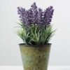 20cm Lavender Silk Flower  in Metal Pot