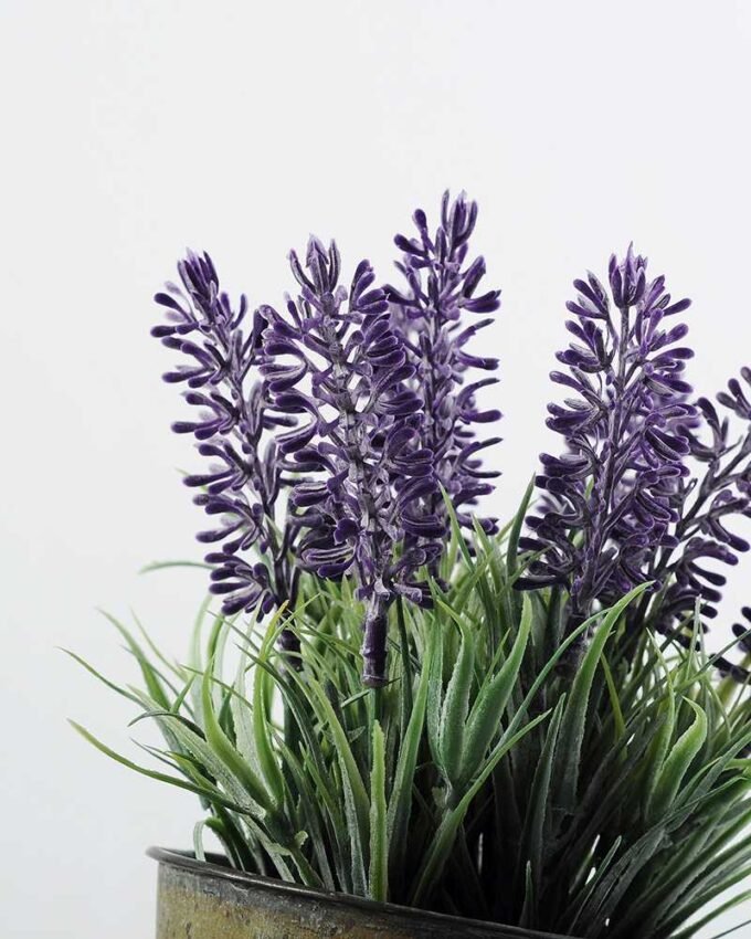 20cm Lavender Silk Flower  in Metal Pot