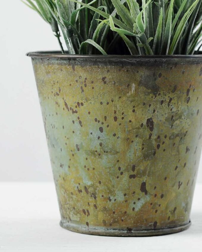 20cm Lavender Silk Flower  in Metal Pot