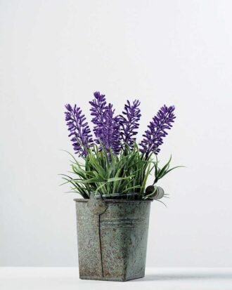 15cm Lavender Silk Flower  in Metal Pot